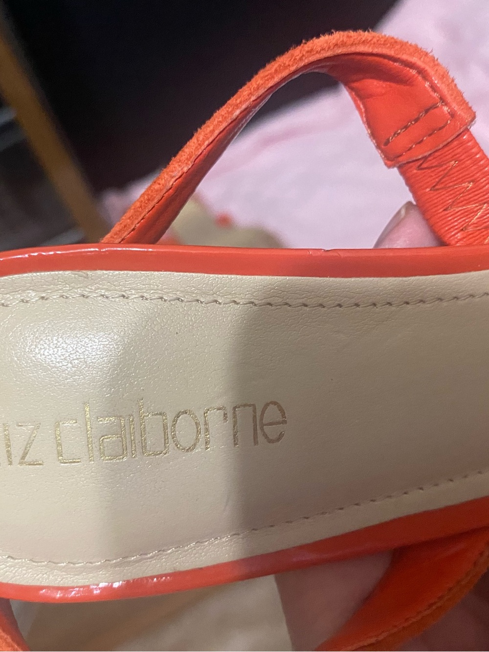 Liz Claiborne Pointed Slingback Pumps in Bright Orange Suede - Picture 5 of 5